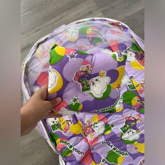 0-6months baby travel bed with mosquito net Cartoon Print infant bed - Purple - Picture 3 of 4